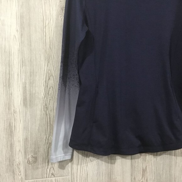 The CALIA Cotton Blue Warm Mock Neck Ombre' Long Sleeve Fitted Fitness Shirt XL - Picture 4 of 9